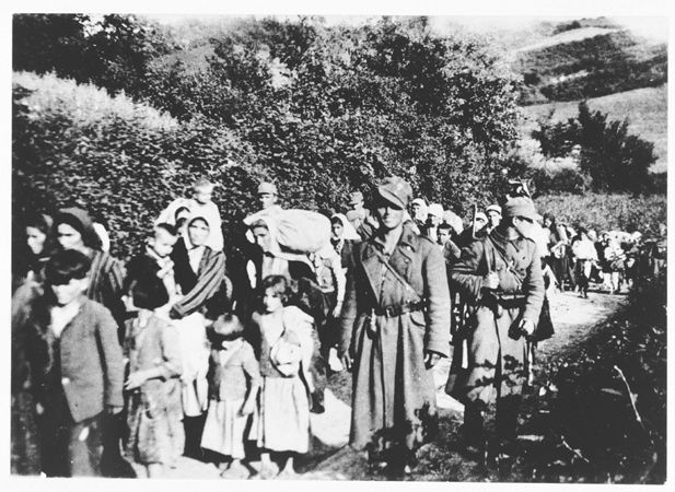 women and children marched to Jasenovac by Ustasa militia
